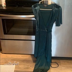 Lulus amour teal velvet dress - high low